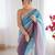 Skyblue-grey color designer padding colors arco border fancy girlie saree