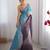Skyblue-grey color designer padding colors arco border fancy girlie saree