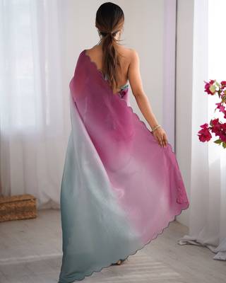 Wine-grey padding s arco border fancy girlie saree 2
