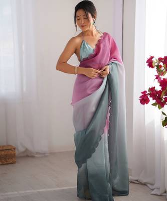 Wine-grey padding s arco border fancy girlie saree 4