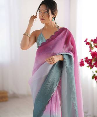 Wine-grey padding s arco border fancy girlie saree 5