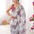 White color chinon fabric designer printed elegant saree with swarovski work