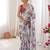 White color chinon fabric designer printed elegant saree with swarovski work