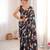 Black color chinon fabric designer printed elegant saree with swarovski work