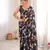 Black chinon fabric designer printed elegant saree with swarovski work