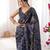 Black color chinon fabric designer printed elegant saree with swarovski work