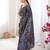 Black color chinon fabric designer printed elegant saree with swarovski work