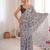 Grey color chinon fabric designer printed elegant saree with swarovski work