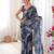 Blue color chinon fabric designer printed elegant saree with swarovski work