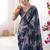 Blue color chinon fabric designer printed elegant saree with swarovski work