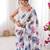 White color chinon fabric designer printed elegant saree with swarovski work