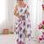 White color chinon fabric designer printed elegant saree with swarovski work