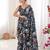 Teal color beautiful summer special chinon fabric printed saree