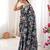 Teal color beautiful summer special chinon fabric printed saree