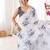 White color beautiful summer special chinon fabric printed saree