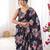 Black color beautiful summer special chinon fabric printed saree