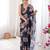 Black color beautiful summer special chinon fabric printed saree