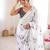 White color beautiful summer special chinon fabric printed saree