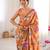 Mustard color beautiful summer special chinon fabric printed saree