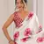 White beautiful summer special chinon fabric printed saree