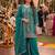 Turquoise chinon semi stitched suit with embroidery & sequence work