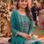 Turquoise chinon semi stitched suit with embroidery & sequence work