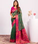 Green beautiful ethnic woven designer tissue silk saree
