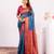 Teal color beautiful ethnic woven designer tissue silk saree