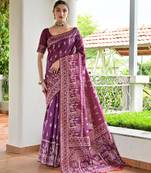 Wine banglori raw silk weaving warli designer rich look classy saree
