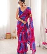 Blue georgette fabric classy printed girlie saree