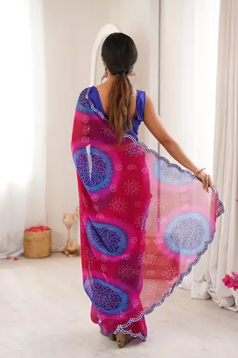 Blue georgette classy printed girlie saree