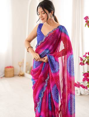 Blue georgette classy printed girlie saree 3