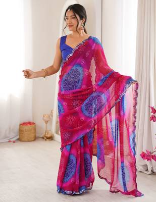 Blue georgette classy printed girlie saree 4