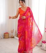 Pink georgette fabric classy printed girlie saree