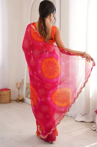 Pink georgette classy printed girlie saree