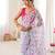 Sky blue color georgette fabric classy printed girlie saree