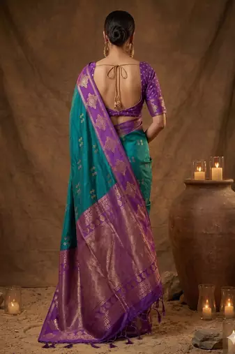 Rama elegant woven soft silk blend saree