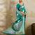 Sea green color beautiful silk blend woven designer saree