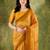 Yellow color bollywood style printed chiffon saree for ethnic party looks