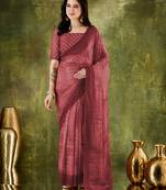 Coral style printed chiffon saree for ethnic party looks