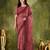 Coral color bollywood style printed chiffon saree for ethnic party looks