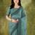 Rama color bollywood style printed chiffon saree for ethnic party looks