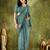 Rama color bollywood style printed chiffon saree for ethnic party looks