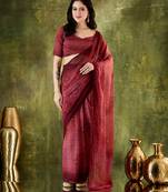 Maroon style printed chiffon saree for ethnic party looks