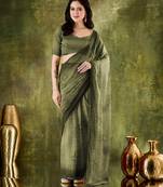 Mahendi style printed chiffon saree for ethnic party looks