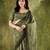 Mahendi color bollywood style printed chiffon saree for ethnic party looks