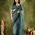 Rama color bollywood style printed chiffon saree for ethnic party looks