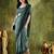 Rama color bollywood style printed chiffon saree for ethnic party looks
