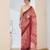 Rust color bollywood style printed chiffon saree for ethnic party looks