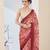 Rust color bollywood style printed chiffon saree for ethnic party looks